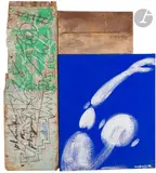 Composition by Jérôme Mesnager, 1987, Acrylique sur toile et assemblage de bois peint, sold Feb 2023