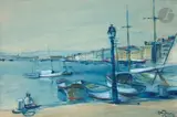 Le Port de Toulon by Henryk Hayden, vers 1920, Gouache sur papier, sold Dec 2022