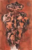 Composition by Marek Oberländer, 1964, Encre et gouache, sold Dec 2022