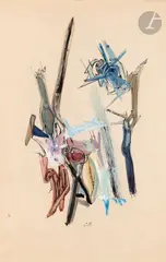 Composition by Camille Bryen, 1947, Encre, aquarelle et gouache, sold Dec 2022
