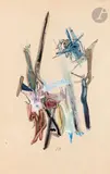 Composition by Camille Bryen, 1947, Encre, aquarelle et gouache, sold Dec 2022