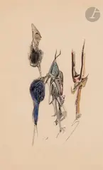 Composition by Camille Bryen, 1949, Encre et aquarelle, sold Dec 2022