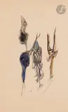 Composition by Camille Bryen, 1949, Encre et aquarelle, sold Dec 2022