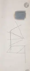 Composition by Geneviève Asse, 1961, Encre et aquarelle sur papier nappe, sold Dec 2022