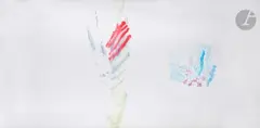 Composition by André Valensi, 1992, Aquarelle sur papier Japon, sold Dec 2022