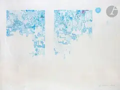 Composition by André Valensi, 1992, Aquarelle sur papier Japon, sold Dec 2022