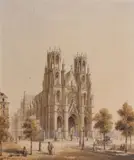 Paris, l'église Sainte-Clotilde by Max Berthelin, 1846, Aquarelle, sold Jun 2011