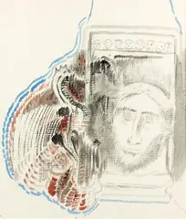 Les yeux clos by Odilon Redon, Lavis d'encre et gouache, sold Jun 2011