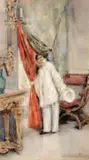 Pierrot au salon by Madeleine Lemaire, Aquarelle signée en bas à droite, sold Oct 2008