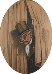 Au théâtre by Vadász Miklós, Pastel gras et gouache sur papier, sold May 2014