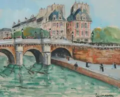 Vue du Pont Neuf et de la place Dauphine by Lucien Génin, Gouache, sold May 2014