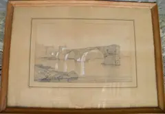Le pont Saint-Bénézet à Avignon by Isidore Dagnan, Crayon et rehauts de gouache blanche, sold Mar 2014