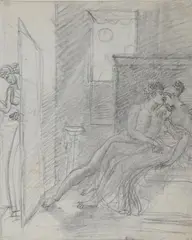 Héro et Léandre by Anne-Louis Girodet, Crayon noir, sold Mar 2014