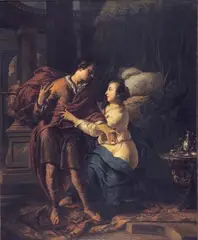 Joseph et la femme de Putiphar by Johannes Voorhout, 1706, Toile, sold Mar 2014