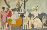 Scène de tauromachie by Rudolf Kundera, Gouache et encre sur panneau d'isorel, non signée, sold Jul 2022