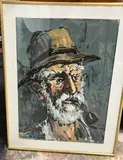 Homme à la pipe by Pierre Gontard, Gouache signée en bas à gauche, sold Jul 2022