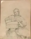 Portrait d’une jeune fille assise by Guillaume Dubufe, Crayon noir, sold Sep 2020