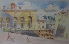 Place italienne animée by André Lhote, Aquarelle et traits de crayon (à vérifier), sold Jan 2020