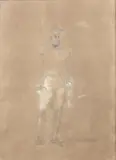 Portrait du général Joseph Napoléon Ney Il est représenté en petit uniforme brodé et bicorne, portant de hautes bottes à tige souple et son épée d'uniforme au c by Eugène Lami, Crayon avec quelques rehauts de gouache sur papier teinté signé et daté en bas à droite: E, sold Jun 2012