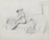 Le repos du modèle by Jean-Louis Forain, Crayon, sold Jun 2020