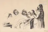 Le malade by Jean-Louis Forain, Crayon, plume encre signé en bas à droite, sold Jun 2020