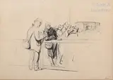 Poilus au départ by Jean-Louis Forain, Crayon, plume et encre de Chine signé en bas à droite, sold Jun 2020