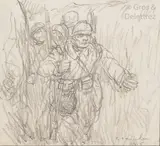 La tranchée by Théophile Steinlen, Crayon signé en bas à droite, sold Jun 2020