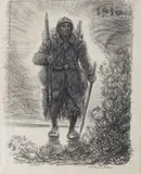 Le poilu by Théophile Steinlen, 1916, Crayon signé en bas à droite, sold Jun 2020