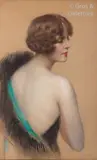 Elégante des Années Folles by Gustave Brisgand, Pastel signé en bas à droite, sold Jun 2020