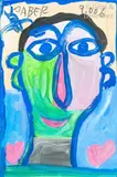 Le visage vert et rose by Jaber Al Maajoub, 2006, Aquarelle sur papier signée et datée, sold Jun 2020