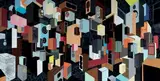 Long Division by Ian Monroe, 2003, Papier adhesif vinyl, collage de tissu papier sur vinyl, sold Feb 2013