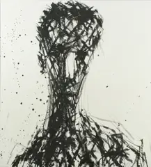 Kopf by Max Uhlig, 1990, Tuschpinsel auf Vlies, auf Leinen montiert, sold Dec 2016