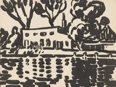 Brandenburg XII by Fritz Bleyl, 1920, Tusche auf Papier, sold Jun 2017