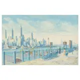 New York City View from Brooklyn by Harry Shokler, Silkscreen print on paper, sold Nov 2022