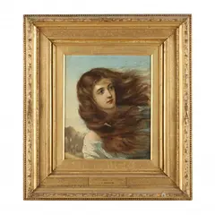 Portrait of a Girl with Windswept Hair by John Hanson Walker, Oil on canvas, sold Nov 2022