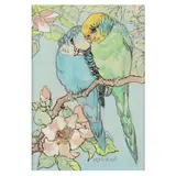 Two Budgies by Kathleen Irene Nixon, Watercolor and gouache on paper, sold Nov 2022