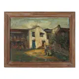 Street Scene with Figures by David Pallock, Oil on canvas, sold Nov 2022