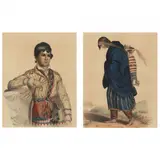 Chippeway Squaw & Child / Mistippee (Two Works) by McKenney & Hall, Hand-colored lithographs, sold Nov 2022