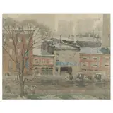 Wet Day by Roy Brown, Watercolor and gouache on paper, sold Nov 2022