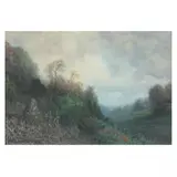 Hillside Landscape by Robert Burns Wilson, Watercolor and gouache, sold Nov 2022