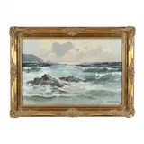 Seascape with Crashing Surf by Alexander Dzigurski, Oil on canvas, sold Nov 2022