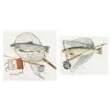 Two Fly Fishing Still Lifes by Bill Elliott, Each a hand-colored print, sold Oct 2022