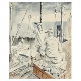 Mullet Fishermen by Claude Howell, Watercolor on paper, sold Oct 2022