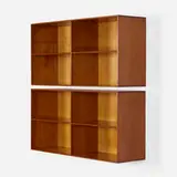 Wall-mounted bookcases, pair by Søborg Møbelfabrik, c. 1960, cedar, sold Jul 2022