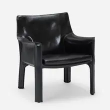 Cab lounge chair by Mario Bellini, 1976, leather over steel frame, sold Jul 2022
