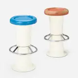 Stools, pair by Yrjö Kukkapuro, 1964, fiberglass, chrome-plated steel, vinyl, sold Jul 2022