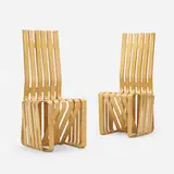 High Sticking chairs, pair by Frank Gehry, 1992 / 1994, laminated maple, sold Jul 2022