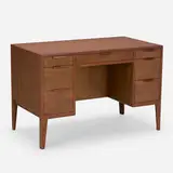 Desk, model 4681A by Edward Wormley, c. 1950, mahogany, glass, sold Jul 2022
