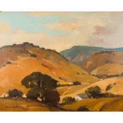 Untitled (Landscape with Rolling Hills) by Orrin Augustine White, oil on board, sold Sep 2025