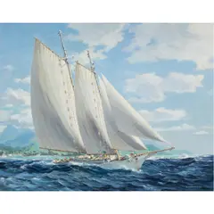 Off Bora Bora by Louis Macouillard, oil on canvas affixed to board, sold Sep 2025